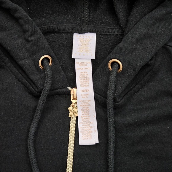 Fenty Savage Jump Suit Large Black Rihanna Hooded Fleece Sweat Full Body Womens - Picture 7 of 8